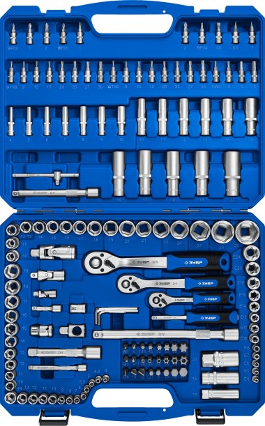 ЗУБР А-150, 151 предм., (1/2"+ 3/8"+ 1/4"), универсальный набор инструмента, Профессионал (27637-H150_z01) &mdash; Официальный партнер ЗУБР в России