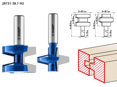 Набор фрез пазо-шиповых, D= 38,1мм, рабочая длина-28,6мм, хв.-12 мм, ЗУБР Профессионал — Официальный партнер ЗУБР в России
