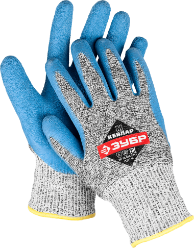 Перчатки ЗУБР для защиты от порезов, с рельефным латексным покрытием, размер S (7) — Официальный партнер ЗУБР в России