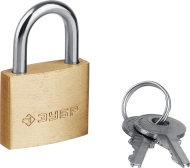 Замок навесной мини, латунный корпус ЗУБР 25 мм, 37130-25_z01 — Официальный партнер ЗУБР в России
