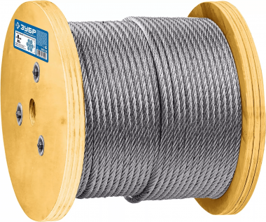 Трос ЗУБР грузоподъемный стальной, оцинкованный, DIN 3066, d=8 мм, L=80 м, Профессионал 30417-08 — Официальный партнер ЗУБР в России