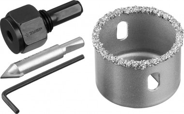 Коронка-чашка ЗУБР, высота 25мм, d=38мм, с карбид-вольфрамовой крошкой, зерно Р 30-40, в сборе с державкой и сверлом, &quot;Профессионал&quot;, 33360-038_z01 — Официальный партнер ЗУБР в России