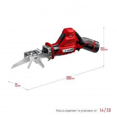 Пила сабельная аккумуляторная СПЛ-125-21, 12В, 1 АКБ (2 Ач), в коробке, ЗУБР &quot;МАСТЕР&quot; — Официальный партнер ЗУБР в России