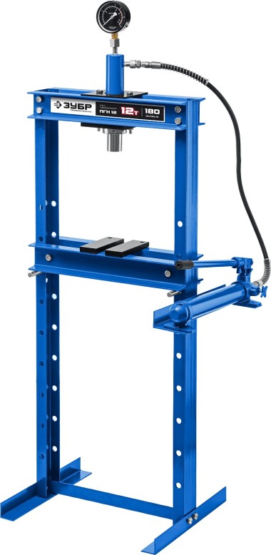 Пресс гидравлический ПГН-12 ЗУБР 12 т, с гидронасосом и манометром, 43072-12 Профессионал — Официальный партнер ЗУБР в России