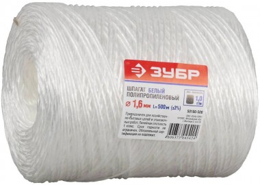 Шпагат ЗУБР полипропиленовый, d=1,6 мм, 500м, белый, 32 кгс, 1,0 ктекс — Официальный партнер ЗУБР в России