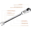 Комбинированный гаечный ключ трещоточный шарнирный 8 мм, ЗУБР фото 3 — Официальный партнер ЗУБР в России
