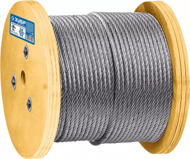 Трос ЗУБР грузоподъемный стальной, оцинкованный, DIN 3066, d=10 мм, L=60 м, Профессионал 30417-10 — Официальный партнер ЗУБР в России