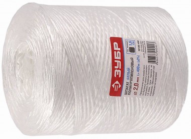 Шпагат ЗУБР полипропиленовый, d=2,0 мм, 400м, белый, 22 кгс, 1,6 ктекс — Официальный партнер ЗУБР в России