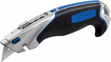 Нож ЗУБР &quot;ПРОФЕССИОНАЛ&quot; А24, трапециевидное лезвие, автостоп, быстрая замена лезвий ТИТАН-Т, универсальный нож — Официальный партнер ЗУБР в России