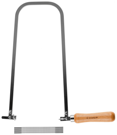 Набор ЗУБР: Лобзик &quot;ЭКСПЕРТ&quot; ручной, хромированный, с полотнами по дереву, 130х300мм, 6 шт, 7 предметов — Официальный партнер ЗУБР в России