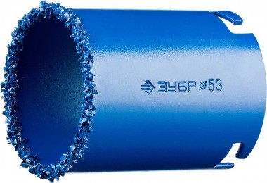 Кольцевая коронка ЗУБР высота 55мм, d=53мм, c карбид-вольфрамовой крошкой, &quot;Профессионал&quot;, 33350-53_z01 — Официальный партнер ЗУБР в России