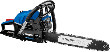 Пила цепная бензиновая, ЗУБР Профессионал ПБЦ-490 45ДП, хромир. цилиндр, праймер, декомпрессионный клапан, 49 см3 (2,2 кВт), шина 45 см, 12500 об/мин — Официальный партнер ЗУБР в России