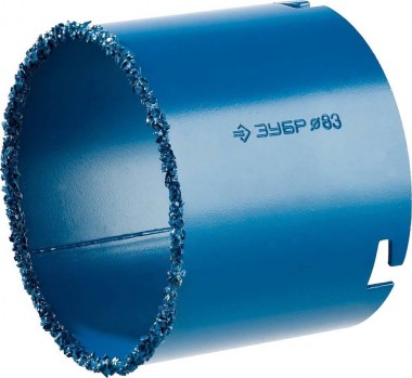 Кольцевая коронка ЗУБР высота 55мм, d=83мм, c карбид-вольфрамовой крошкой, &quot;Профессионал&quot;, 33350-83_z01 — Официальный партнер ЗУБР в России