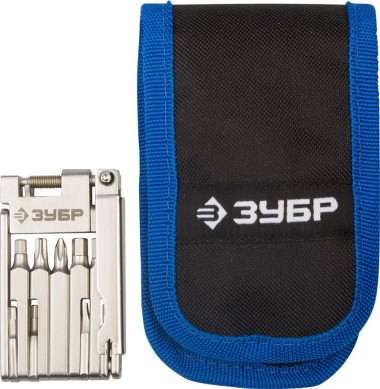 Набор ЗУБР &quot;ЭКСПЕРТ для обслуживания велосипеда: складной мультитул 11-в-1, комплект для ремонта шин, 16-в-1, в чехле, 27428-H16 — Официальный партнер ЗУБР в России