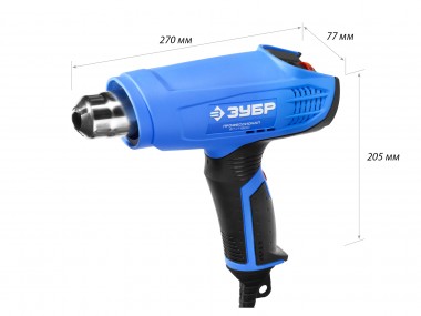 Фен технический (строительный), ЗУБР Профессионал ФТ-П1800, керам. изолятор, электр. регул. темп-ры, 2 режима: 80-550град, 350/550 л/мин, 1800Вт — Официальный партнер ЗУБР в России