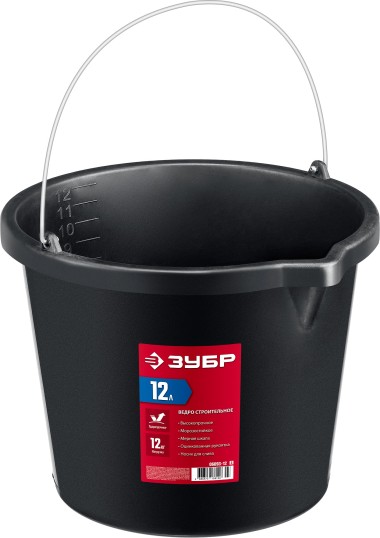 Ведро строительное с носиком ЗУБР 12 л, пластмассовое, 06093-12_z03 — Официальный партнер ЗУБР в России
