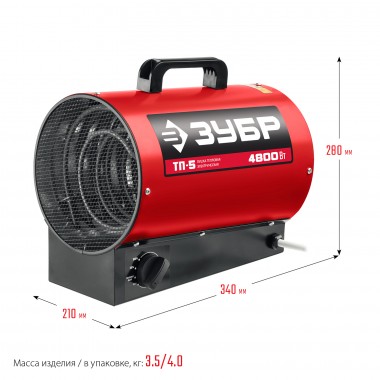 Электрическая тепловая пушка ЗУБР 4.8 кВт, ТП-5 — Официальный партнер ЗУБР в России