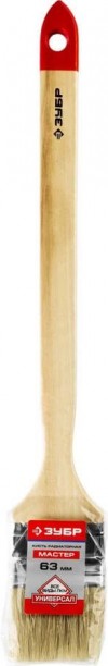 Кисть радиаторная угловая ЗУБР "УНИВЕРСАЛ-МАСТЕР", светлая натуральная щетина, деревянная ручка, 63мм фото 2 — Официальный партнер ЗУБР в России