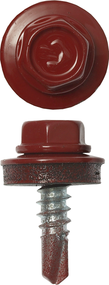 Саморезы СКМ кровельные, RAL 3003 рубиново-красный, 19 x 5,5 мм, 500 шт, для металлических конструкций, ЗУБР Профессионал фото 1 — Официальный партнер ЗУБР в России