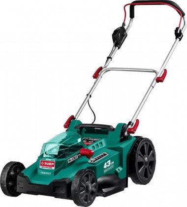 Газонокосилка бесщеточная 36В ГКЛ-4336-42 ЗУБР, 430мм, 2х18В АКБ (4Ач), 6 ступеней кошения (25-75мм), 55л травосборник — Официальный партнер ЗУБР в России