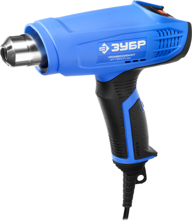 Фен технический (строительный), ЗУБР Профессионал ФТ-П2000 М2Д, керам изол-р, ЖК-диспл., память темп-ры, 2 режима: 80-600град, 220/550 л/мин, 2000Вт — Официальный партнер ЗУБР в России