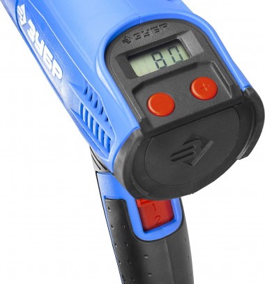 Фен технический (строительный), ЗУБР Профессионал ФТ-П2000 М2Д, керам изол-р, ЖК-диспл., память темп-ры, 2 режима: 80-600град, 220/550 л/мин, 2000Вт — Официальный партнер ЗУБР в России