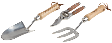 Набор ЗУБР &quot;ЭКСПЕРТ&quot; садовый: совок посадочный широкий, вилка посадочная, секатор — Официальный партнер ЗУБР в России