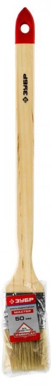 Кисть радиаторная угловая ЗУБР "УНИВЕРСАЛ-МАСТЕР", светлая натуральная щетина, деревянная ручка, 50мм фото 2 — Официальный партнер ЗУБР в России