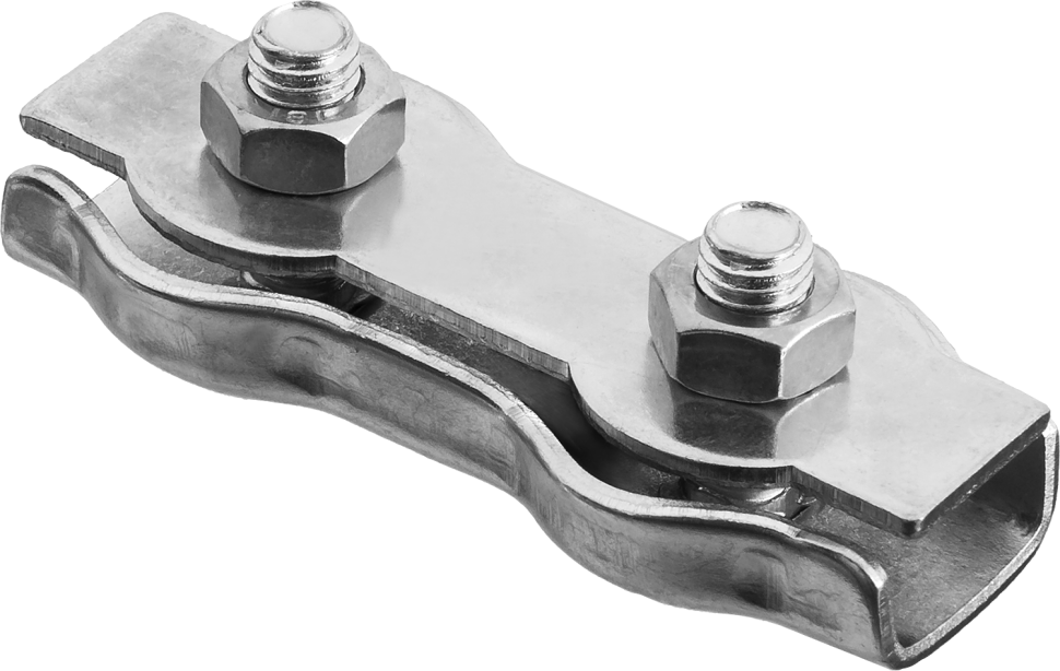 Зажим троса двойной, 4мм, 2 шт, оцинкованный, ЗУБР фото 1 &mdash; Официальный партнер ЗУБР в России