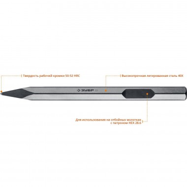 ЗУБР HEX 28,6 (Макита тип) Зубило плоское 35 х 400 мм — Официальный партнер ЗУБР в России