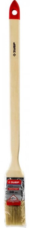 Кисть радиаторная угловая ЗУБР "УНИВЕРСАЛ-МАСТЕР", светлая натуральная щетина, деревянная ручка, 38мм фото 2 — Официальный партнер ЗУБР в России