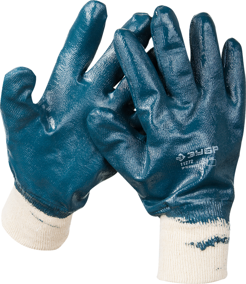 Перчатки ЗУБР рабочие с манжетой, с полным нитриловым покрытием, размер XL (10) фото 1 — Официальный партнер ЗУБР в России