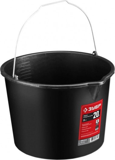 Ведро пластмассовое для приготовления и переноски строительных смесей, 20 л, 39.5Х36.5Х36.5 см 06093-20_z02 ЗУБР — Официальный партнер ЗУБР в России