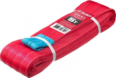 Строп красный ЗУБР петлевой, текстильный, 5 Т, 4 М СТП-5/4 43555-5-4 — Официальный партнер ЗУБР в России