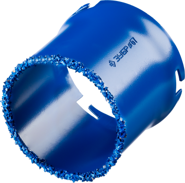 Коронка ЗУБР &quot;ЭКСПЕРТ&quot; c карбид-вольфрамовой крошкой, высота 55мм, 83мм — Официальный партнер ЗУБР в России