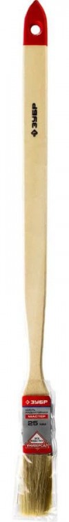 Кисть радиаторная угловая ЗУБР "УНИВЕРСАЛ-МАСТЕР", светлая натуральная щетина, деревянная ручка, 25мм фото 2 — Официальный партнер ЗУБР в России