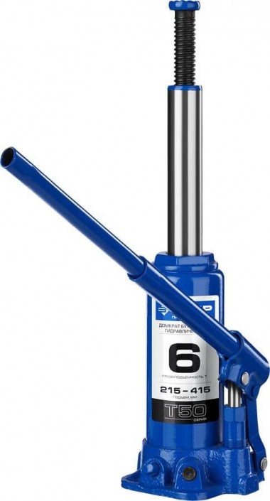 Домкрат гидравлический бутылочный T50, 6т, 215-415мм, ЗУБР Профессионал 43060-6_z01 — Официальный партнер ЗУБР в России