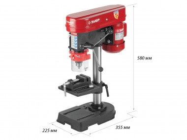 Сверлильный станок, ЗУБР ЗСС-350, 350Вт, 5 скор., патрон 13мм, ход 50мм, посадка В16(МТ2), безоп. вык-ль, тиски 63х63мм, от шпин. до основ. 290мм — Официальный партнер ЗУБР в России