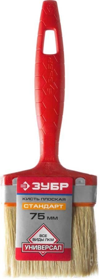 Кисть плоская ЗУБР&quot;УНИВЕРСАЛ-СТАНДАРТ&quot;, натуральная щетина, пластмассовая ручка, 3&quot;/75мм — Официальный партнер ЗУБР в России