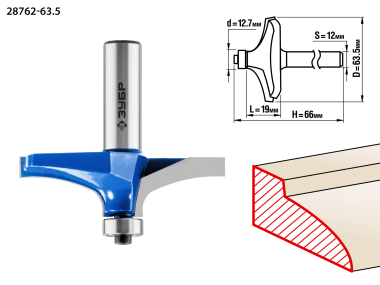 Фреза фигирейная №3, D= 63,5мм, рабочая длина-19мм, радиус -мм, хв.-12мм, d-12,7мм, ЗУБР Профессионал — Официальный партнер ЗУБР в России