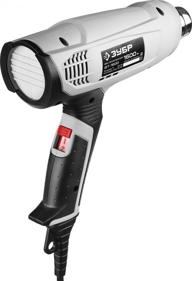Фен технический (строительный), ЗУБР ФТ-1600, насадки 3 шт, 2 режима: 350град/ 350л/мин, 550град/ 550л/мин, коробка, 1600Вт — Официальный партнер ЗУБР в России