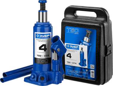 Домкрат гидравлический бутылочный T50, 4т, 192-374мм, в кейсе, ЗУБР Профессионал 43060-4-K_z01 — Официальный партнер ЗУБР в России