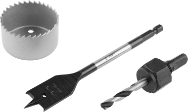 Набор ЗУБР &quot;ЭКСПЕРТ&quot; для врезки замков, коронка по дереву 48мм, державка с центр. сверлом, перьевое сверло 22мм, 3 предм., 2954-48-H3_z01 — Официальный партнер ЗУБР в России