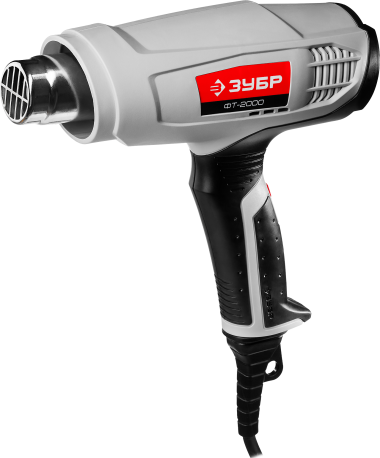 Фен технический (строительный), ЗУБР ФТ-2000, насадки 3 шт, 2 режима: 350град/ 350л/мин, 650град/ 550л/мин, коробка, 2000Вт — Официальный партнер ЗУБР в России