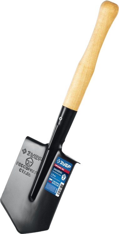 ЗУБР  ПРОФИ-5С, 150х185х510 мм, полотно рессорная сталь 1.6 мм закалено, дерев. черенок высш. сорт, туристическая лопата, Профессионал (39458) — Официальный партнер ЗУБР в России