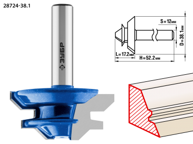 Фреза кромочная для углового сращивания, D= 50,8мм, рабочая длина-22,5мм,хв.-12мм, ЗУБР Профессионал — Официальный партнер ЗУБР в России