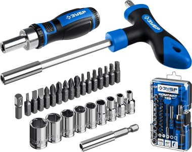 Отвертки реверсивная и Т-образная в наборе Компакт-Т29 ЗУБР 29 шт., 25168-H29_z01 Профессионал — Официальный партнер ЗУБР в России