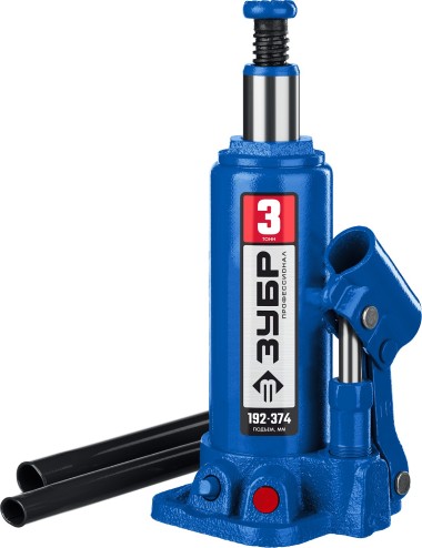 Домкрат бутылочный гидравлический ЗУБР 3 т, 192-374 мм, 43060-3_z01, Профессионал — Официальный партнер ЗУБР в России