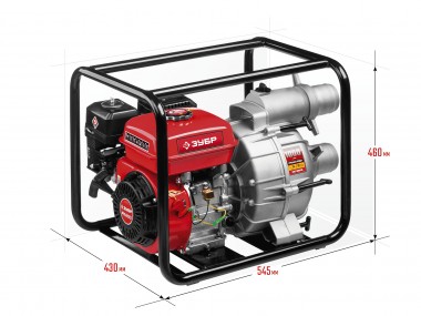 Мотопомпа бензиновая, ЗУБР МПГ-1000-80, для грязной воды, 1000 л/мин (60 м3/ч), патрубки 80 мм, напор 26 м, всасывание 8 м — Официальный партнер ЗУБР в России