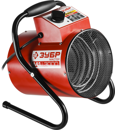 Пушка тепловая КОМПАКТ, ЗУБР ЗТП-М1-3000, круглая, электрическая, гладкий нерж ТЭН, двойные стенки (термос), термостат, 3/1,5 кВт, 220 В — Официальный партнер ЗУБР в России